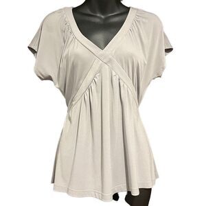 Apostrophe Gray V-Neck Batwing Sleeve Wrap Blouse Women’s Small